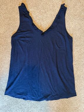 Lilly Pulitzer Navy Ruffle V-Neck Tank